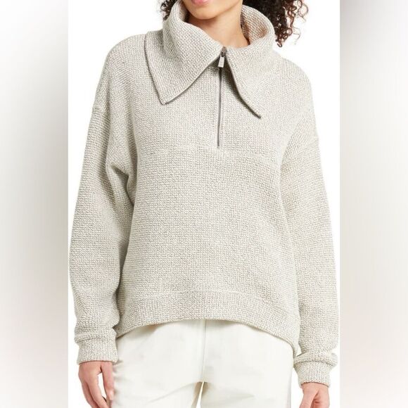 Sweaty Betty Restful Boucle Half‑Zip Sweatshirt Size 6 Neutral Comfy - Picture 2 of 10